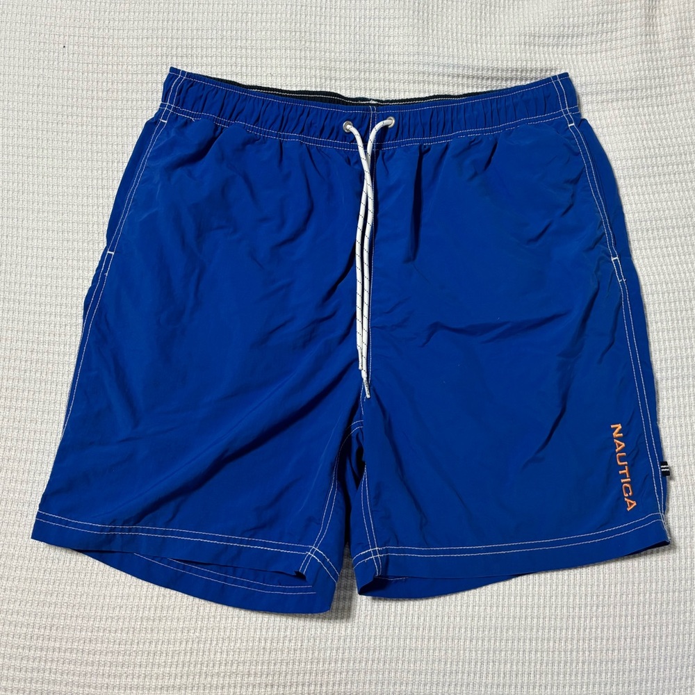 Nautica Men's Bold Cobalt Blue Swim Trunks with Drawstring